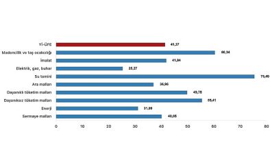 Tüik: Yurt İçi Üretici Fiyat Endeksi (Yİ-ÜFE) yıllık %41,37 arttı, aylık %1,94 arttı